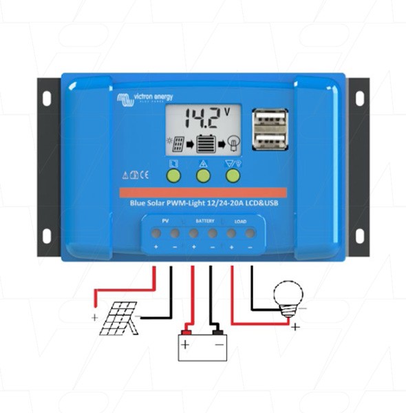Regulador de Carga Victron BlueSolar PWM-LCD&USB 12/24V-20A
